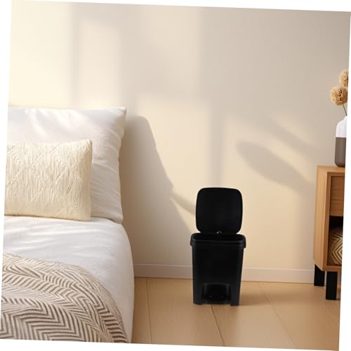 Bote de basura plástico con tapa y pedal 10L negro miniatura 4