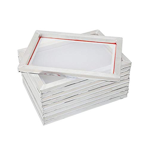 BTDH 10PCS Screen Printing Aluminum Frame Silk Print Polyester Mesh Tool 2535CM/10X14inch with White 43T 22N Tension Welding Technique Silk Print Polyester Mesh Tool for T-Shirt DIY Printer