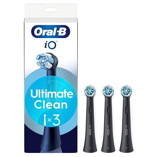 Oral-B Cabezales de repuesto iO Series Ultimate Clean Black, cabezales redondos originales, cerdas CrissCross, eliminación de placa, 3