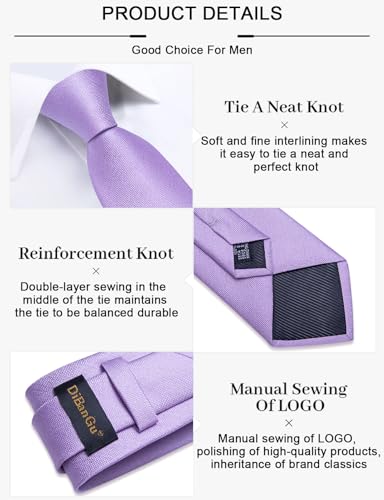 Image of DiBanGu Mens Silk Necktie Solid Color Tie and Pocket Square Cufflink Tie Clip Set Woven Plain Ties for Men Wedding Party