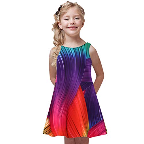 Lavany Little Girls Dress, Cute Printed Sleeveless Casual Mini Dress for 4-9 Years