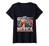 Photo Gallery donna hippie yellow duck merica funny 4th of july kids men women maglietta con collo a v Photo Gallery donna hippie yellow duck merica funny 4th of july kids men women maglietta con collo a v