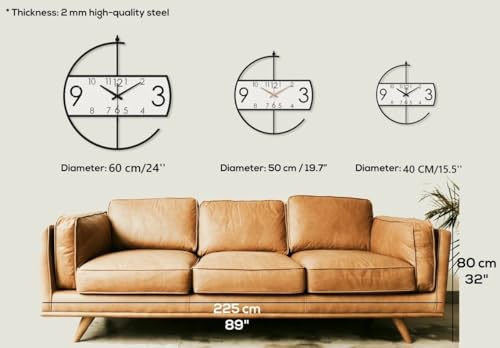 Image of Stylish Metal Wall Clock for Living Room, Bedroom, Office, Kitchen, Home and Hall | Antique Fancy Big Size Modern Wall Watch for Home Decor (Style-32, 40 CM)