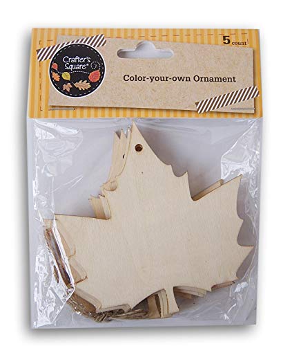 Color-Your-Own-Ornament Autumn Craft - Maple Leaf Shape - 5 Count