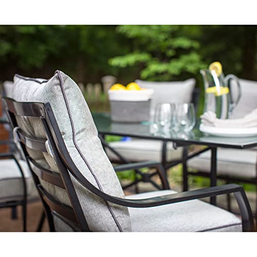Hanover Lavallette 7-Piece Outdoor Dining Set In Gray With 6 Uv Protected Cushioned Chairs And Rectangular Glass-Top Table #TOP3