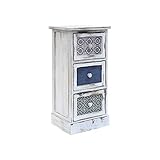 Rebecca Mobili Mesilla Ahorra Espacio, cómoda compacta con 3 cajones, Madera, Blanco Gris Azul, diseño Vintage, Muebles Sala de Estar Dormitorio - Medidas: 59,5 x 30 x 25 cm (AxANxF) - Art. RE6081