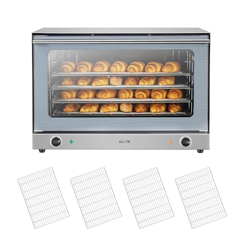 VEVOR Commercial Convection Oven, 4.24 cu.ft Conventional Countertop Oven for Full-Size Pans, Electric Convection Ovens with 4 Racks, 360° Hot Air Circulation, for Bakery, Restaurant & Pizza Shop