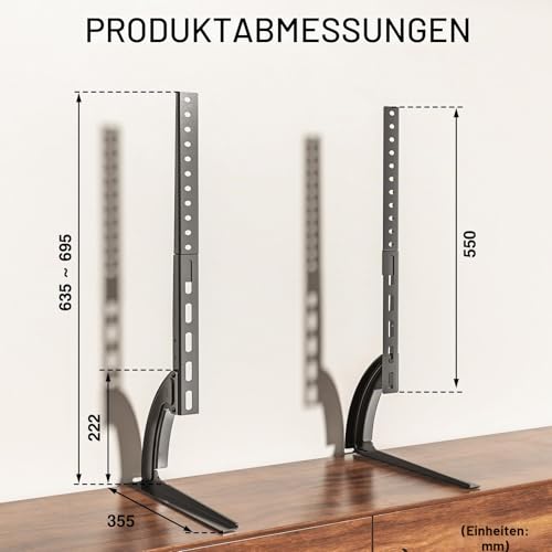 RFIVER Universal TV Standfüße Füße Fernseher Beine für 20-65 Zoll Flach Curved TV Ständer Standfuss Fuß Fernseh Fuss Höhenverstellbar VESA Max. 800x500mm