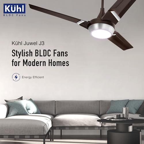 Image of KUHL Juwel J3 1200 mm 65% Power Saving BLDC Ceiling Fan | BEE 5 Star Rated & ISI Marked | High Air Flow | 5 Year Warranty on Motor | Espresso