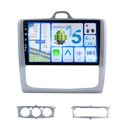 MISONDA 6G+128G Android 15 Radio Coche 9 Pulgadas IPS Pantalla Táctil para Ford Focus 2004-2011-Cámara y micrófono Autoradio Integrado Carplay/DSP/GPS/BT5.0/Mirror Link/RDS/FM
