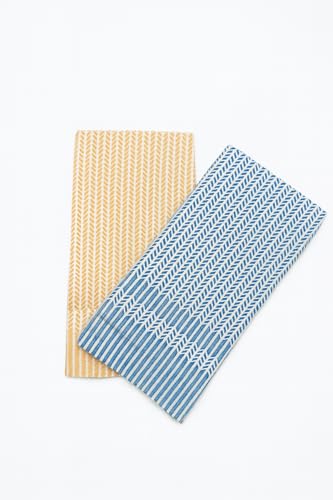 Image of Cotton Large Size Bath Towels | 500 GSM |Quick Dry & Absorbent Towels for Bath, Travel, Gym & Beach| Pack of 2 | Lightweight | Skin Friendly | Multicolor (Yellow and Ink Blue)