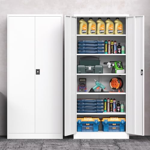 LISSIMO Metal Storage Cabinet with Lock,Lockable Garage Cabinet with 2