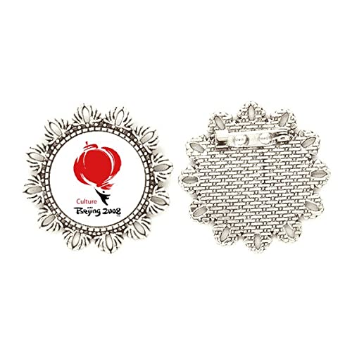 Broche de plata y flores rojas de diseño oriental un regalo especial medium
