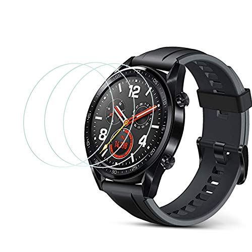 AYSOW Bildschirmschutzfolie aus gehärtetem Glas für Huawei Watch GT[3-Stück],Schutzfolie [ 9H-Festigkeit, Anti-Kratzer, Blasenfrei ] Gehärtetes Glas Bildschirmschutzfolie Kompatibel mitHUAWEI Watch GT