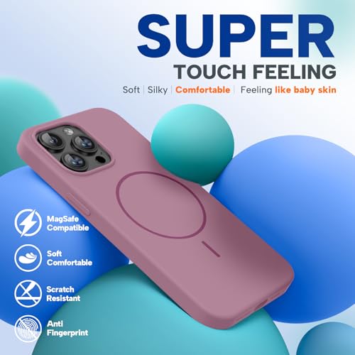 Image of Miracase Magnetic for iPhone 15 Pro Max Case, [Soft Anti-Scratch Microfiber Lining], Compatible with MagSafe, Liquid Silicone Case Shockproof Drop Protection Phone Case for 15 ProMax, Blackcurrant