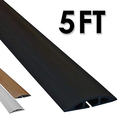 Electriduct D-2 Low Profile Rubber Duct Cord Cover Floor Cable Protector - 5 Feet - Black (Raw Rubber Material)