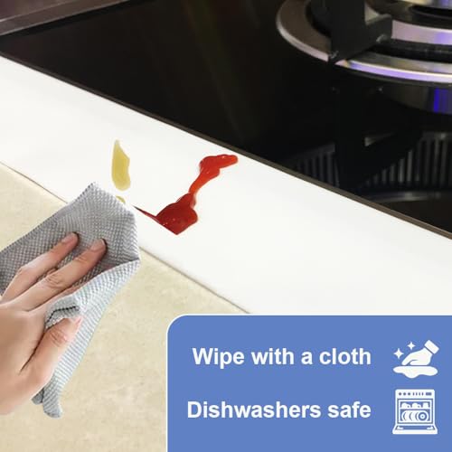 Image of Silicone Stove Gap Covers Folding - 25 Inch Stove Gap Filler 2pcs White