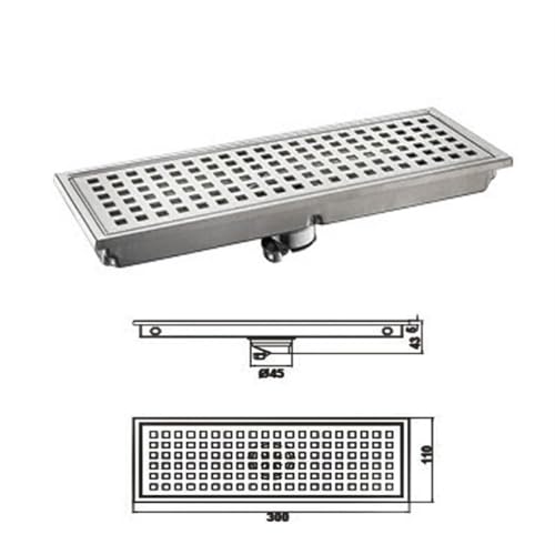 Rigole de douche encastrable 30 cm en inox pour rénovation de salle de bain