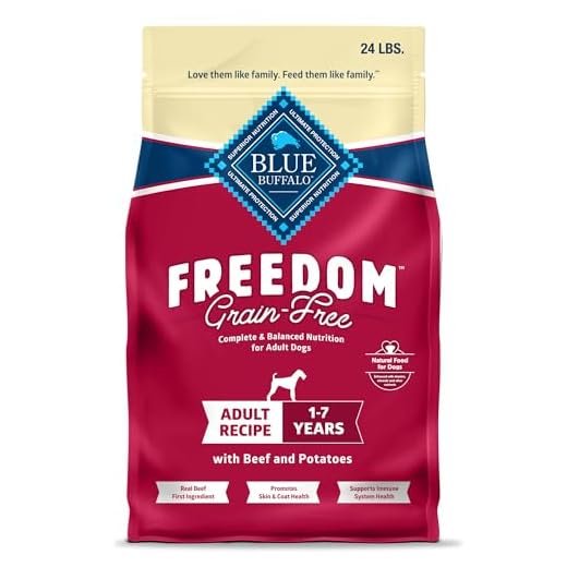 Blue Buffalo Freedom Grain-Free Dry Dog Food, Complete & Balanced Nutrition for Adult Dogs, Made in the USA with Natural Ingredients, Beef & Potatoes, 24-lb Bag