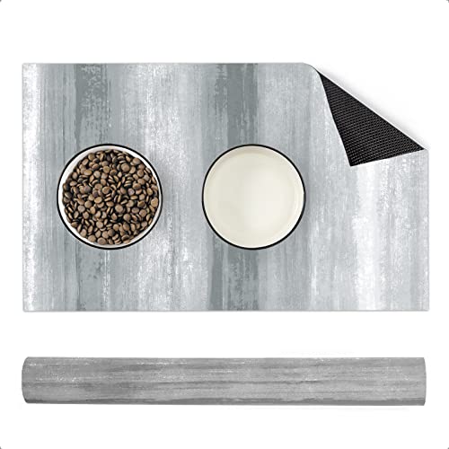 OHCOZZY Tapis Gamelle Chien, Tapis pour Gamelle Chien, Tapis Imperméable, Facile à Nettoyer pour Animaux, Fabriqué en Matériaux Antiadhésifs (48×30, Gris Dégradé) Cover
