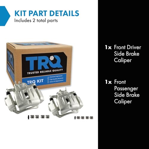 Image of TRQ Front Brake Caliper Set Zinc Coated Brackets Compatible with 2001-2007 Toyota Highlander 2006 Lexus RX400h