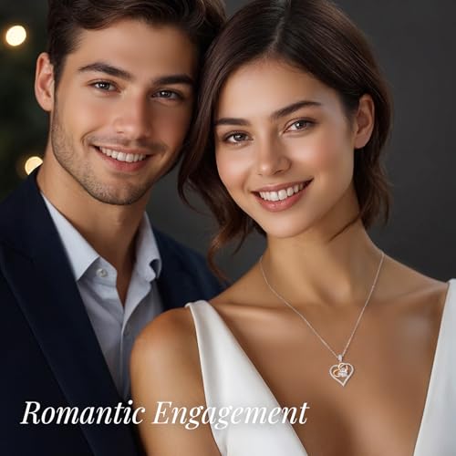 OOBEE Birthstone Necklaces for Women, 925 Sterling Silver Gemstone Fine Love Heart Moissanite Necklace, Ideal Birthday Anniversary Mothers Day Jewelry Gifts for Wife Mom Girlfriend Her3