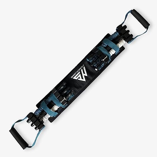SmartWorkout SMARTPRESS - Extensor de pectorales y Espalda con Bandas de Resistencia Ajustable hasta 80 Kilos - 6 Gomas de musculación Cortas con armazón de Espuma