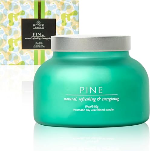 Luxury Pine Candle - Giant Candle - Large Volcano Glass Jar, Gold Leaf Foil Gift Box & Branded Shipper - woodwick & Soy Candles Home - Mothers Day Gift - Spotless Leopard -19oz