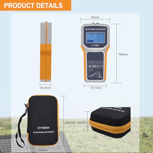Geloo 1600W MPPT Tester Photovoltaik Solarpanel Tester Solar Panel Multimeter EY1600W Solarpanel-Multimeter LCD Anzeige für Solar PV Testing