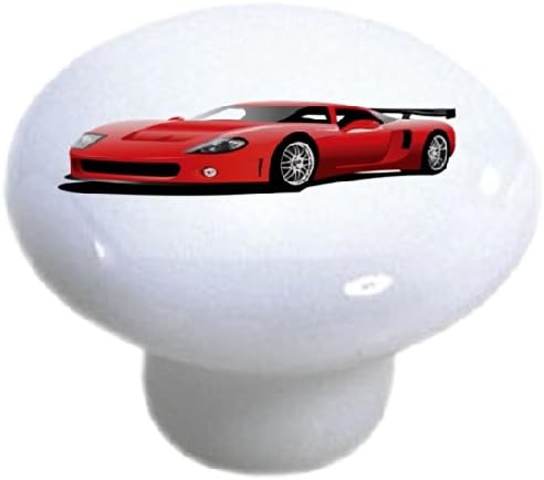 Red Sports Car Ceramic Cabinet Drawer Knobs (Set of 2 Knobs)