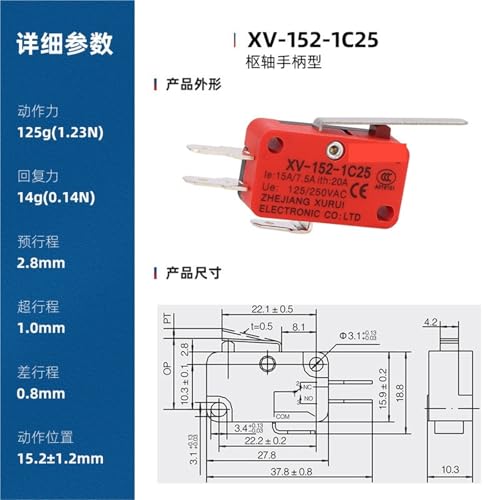 Interruptor XV-152-1C25 micro de 15A para reparar finales de carrera 3