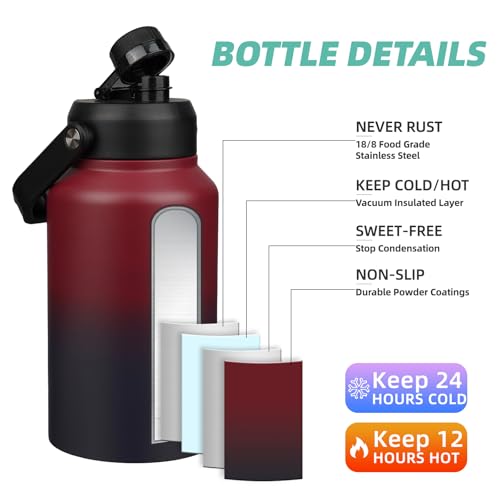 Image of BJPKPK 87oz Insulated Water Bottle, Large Stainless Steel Water Jug