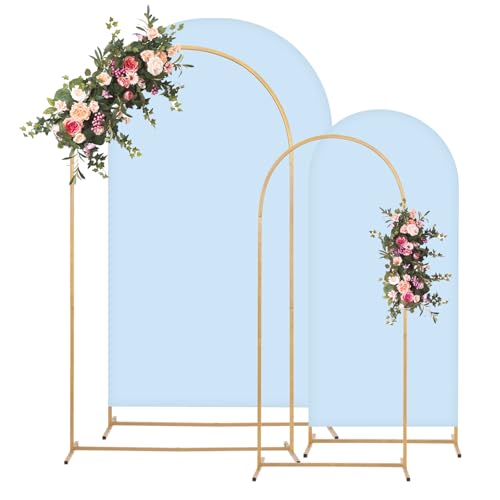 Toolterritary Metal Arch Backdrop Stand and Cover Set, 8FT, 6.6FT Party Backdrop, Easy to Assemble, Backdrop Stand for Parties, Birthday, Baby Shower
