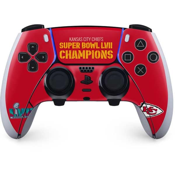 Skinit Decal Gaming Skin Compatible with PS5 DualSense Edge Pro Controller - Officially Licensed NFL Kansas City Chiefs Super Bowl LVII Champions Design