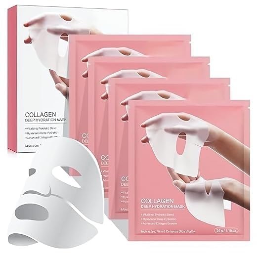 Image of GOLD Collagen Face Masks - Deep Hydrating & Firming Overnight Hydrogel Mask, Anti-Wrinkle Lifting, Real Collagen Infused for Plump Skin, Pore Tightening, Skin Barrier Protection (1 pcs)