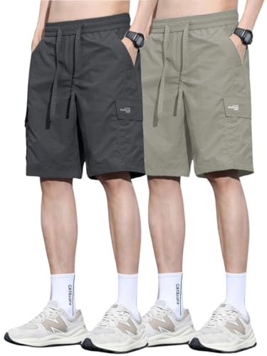Image of TAGDO Men's Cotton Cargo Shorts with Multi Pockets | Lightweight Casual Outdoor Shorts Pant for Men | Elastic Waist Drawstring Utility Shorts for Hiking, Camping and Daily Wear (2048)