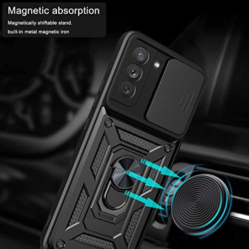 Image of Generic Gizzo India Armor Case Compatible With Samsung S21 Fe 5G|Military Grade Protection|Magnetic Stand 360|Camera Protection|Anti-Scratch|Anti-Fingerprint|Multi-Layer Protection (Black)-Tpu+Plastic