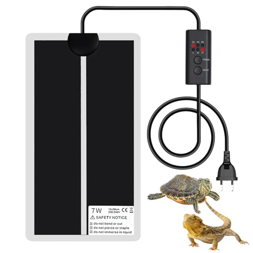 Golgner Tappetino Riscaldante per Terrario 7W, Tappetino Riscaldante per Rettili Regolabile, con Controllo della Temperatura, Non Adesivo, per Rettili, Serpenti, Lucertole, Gechi, 28 x 15 cm