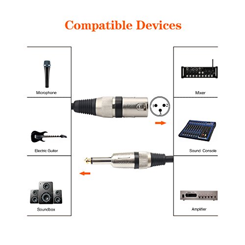 Disino D-635M-XLRM-100 Unbalanced 6.35Mm(1/4 Inch) Ts Mono To Xlr Male Cable Gold Plated Quarter Inch To Male Xlr Microphone Cable Interconnect Cable thumb #1