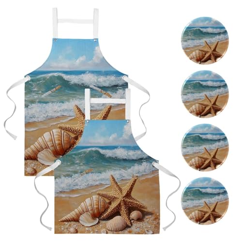 Tablier de cuisine lot de 2 idéal pour la pâtisserie et le nettoyage de la maison