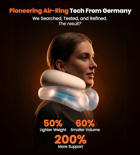 Image of Neck Pillow for Traveling, Travel Pillows for Airplanes, Adjustable Neck Pillow Airplane Travel Essentials - 2 Layer Patented | Inflatable Air Loop & Memory Foam for 360 Ergonomic Support