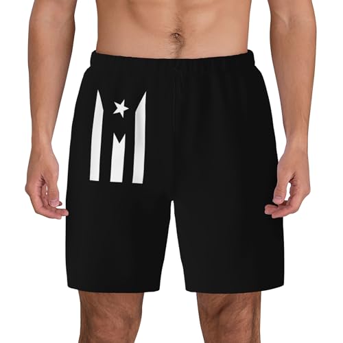Mens Swim Trunks with Compression Liner Beach Board Shorts Quick Dry Swim Shorts -Puerto Rico Flag2