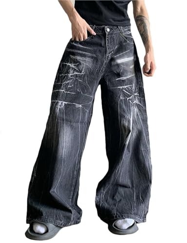 Y2K Streetwear Denim Pants for Men Baggy Wide Leg Loose Fit Hip Hop Style Skater Jeans3