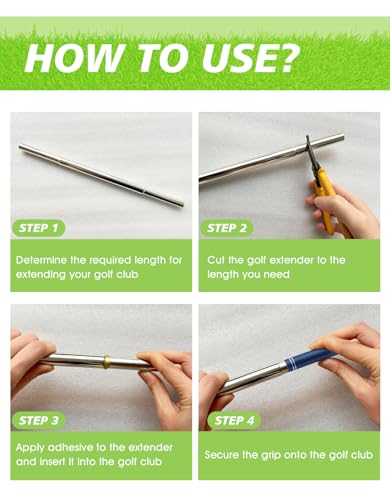 Hateenru 4PCS Golf Club Extension Steel Shaft, 0.58 0.60 Inch Putter Extender Kit for Iron and Wood Golf Clubs Length Adjustment, Silver - Thumbnail 3