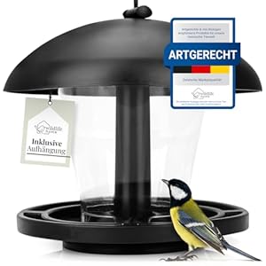 Vogelfutterspender zum Aufhängen Schwarz I Vogel-Futterstation für Wildvögel, Futterspender Vögel, Vogelhaus, Vogelfutterhaus für Vogelfutter
