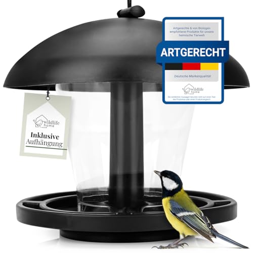 Vogelfutterspender zum Aufhängen Schwarz I Vogel-Futterstation für Wildvögel, Futterspender Vögel, Vogelhaus, Vogelfutterhaus für Vogelfutter