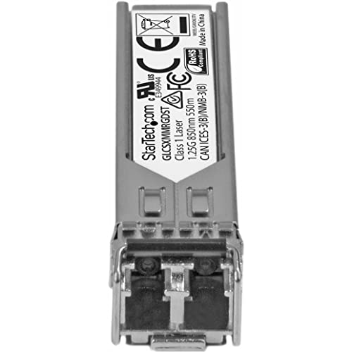 Image of StarTech Cisco GLC-SX-MM-RGD Compatible SFP Module, LC 550m (GLCSXMMRGDST) | 1000BASE-SX, 1GbE Multimode Fiber Optic Transceiver, 850nm, DDM Cisco ASR920, IE2000, IE4000