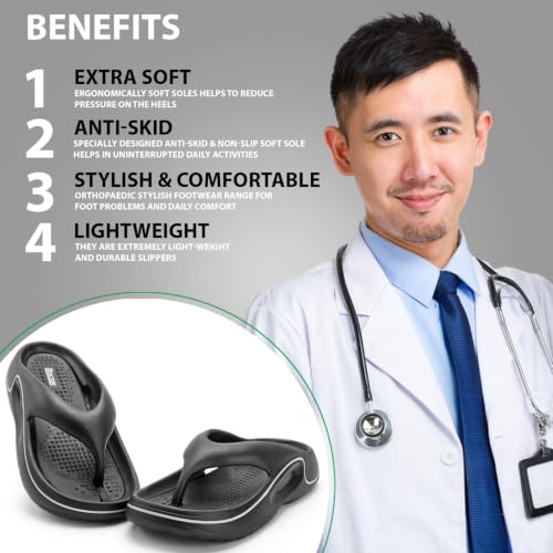 Image of DOCTOR HEALTH SUPER SOFT Men's EVA Flip Flops | Lightweight Cushioned Comfortable Thong Slippers | Anti-Skid Waterproof Soft Footbed Daily Wear Beach Bathroom Indoor Outdoor Flip Flops