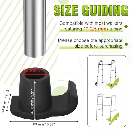 supregear Walker Ski-gleiter (2er-pack) - Zubehör für Senioren-faltgehwagen, Robuste Langlebige Fußgleiter für Hinterbeine, Universelle Ersatzgleiterkappen, 25 mm - Schwarz