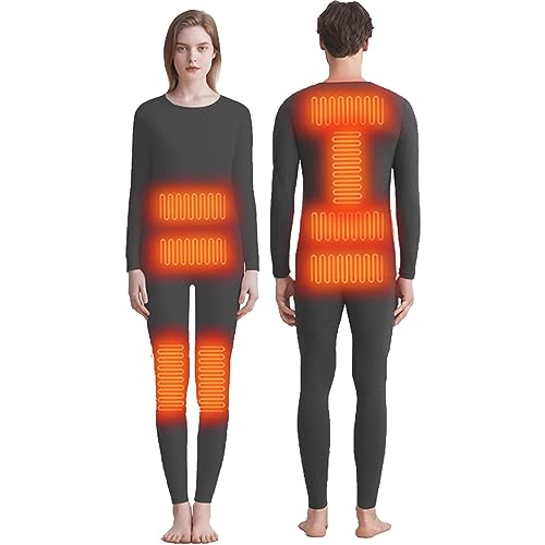 VLOBAOM Lightweight Thermal Underwear Set, Electric Heated Base Layer, Ultra Soft Slim Long Johns Shirts & Pants,XL,Women Black